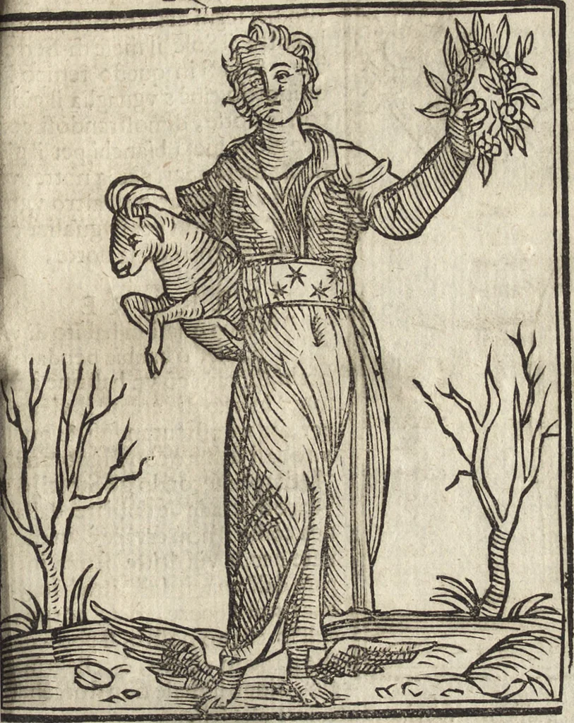 An illustration from Iconologia di Cesare Ripa perugino, caualier de' santi Mauritio & Lazaro. Divisa in tre libri, ne i quali si esprimono varie imagini di virtù, vitij, passioni humane, affetti, atti, discipline, humori, elementi, corpi celesti, prouincie d'Italia, fiumi, & altre materie infinite vtili ad ogni stato di persone. Ampliata dal sig. cav. Gio. Zaratino Castellini romano in questa vltima editione di imagini & discorsi, con indici copiosi, & ricorretta, 1669, leaf 240