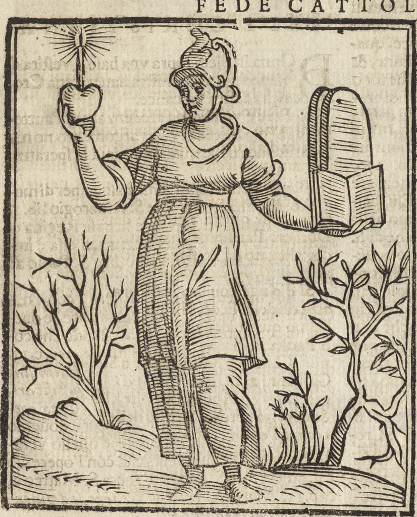 An illustration from Iconologia di Cesare Ripa perugino, caualier de' santi Mauritio & Lazaro. Divisa in tre libri, ne i quali si esprimono varie imagini di virtù, vitij, passioni humane, affetti, atti, discipline, humori, elementi, corpi celesti, prouincie d'Italia, fiumi, & altre materie infinite vtili ad ogni stato di persone. Ampliata dal sig. cav. Gio. Zaratino Castellini romano in questa vltima editione di imagini & discorsi, con indici copiosi, & ricorretta, 1669, leaf 261