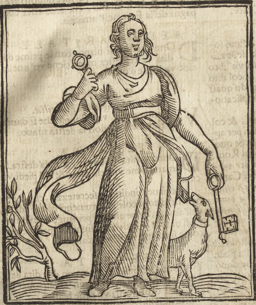 An illustration from Iconologia di Cesare Ripa perugino, caualier de' santi Mauritio & Lazaro. Divisa in tre libri, ne i quali si esprimono varie imagini di virtù, vitij, passioni humane, affetti, atti, discipline, humori, elementi, corpi celesti, prouincie d'Italia, fiumi, & altre materie infinite vtili ad ogni stato di persone. Ampliata dal sig. cav. Gio. Zaratino Castellini romano in questa vltima editione di imagini & discorsi, con indici copiosi, & ricorretta, 1669, leaf 264