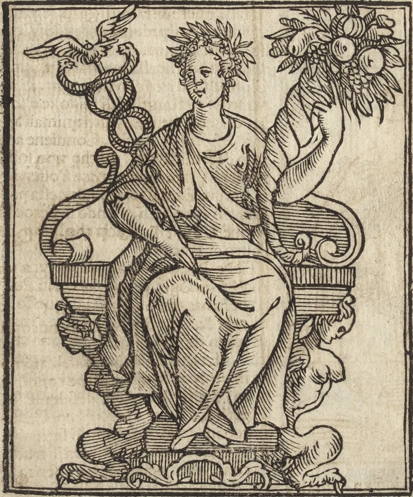 An illustration from Iconologia di Cesare Ripa perugino, caualier de' santi Mauritio & Lazaro. Divisa in tre libri, ne i quali si esprimono varie imagini di virtù, vitij, passioni humane, affetti, atti, discipline, humori, elementi, corpi celesti, prouincie d'Italia, fiumi, & altre materie infinite vtili ad ogni stato di persone. Ampliata dal sig. cav. Gio. Zaratino Castellini romano in questa vltima editione di imagini & discorsi, con indici copiosi, & ricorretta, 1669, leaf 265