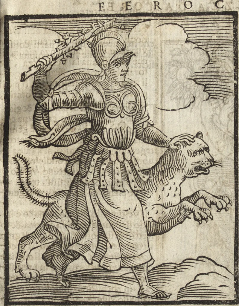 An illustration from Iconologia di Cesare Ripa perugino, caualier de' santi Mauritio & Lazaro. Divisa in tre libri, ne i quali si esprimono varie imagini di virtù, vitij, passioni humane, affetti, atti, discipline, humori, elementi, corpi celesti, prouincie d'Italia, fiumi, & altre materie infinite vtili ad ogni stato di persone. Ampliata dal sig. cav. Gio. Zaratino Castellini romano in questa vltima editione di imagini & discorsi, con indici copiosi, & ricorretta, 1669, leaf 266