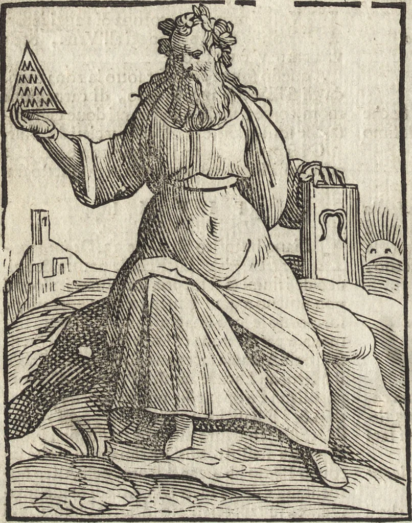 An illustration from Iconologia di Cesare Ripa perugino, caualier de' santi Mauritio & Lazaro. Divisa in tre libri, ne i quali si esprimono varie imagini di virtù, vitij, passioni humane, affetti, atti, discipline, humori, elementi, corpi celesti, prouincie d'Italia, fiumi, & altre materie infinite vtili ad ogni stato di persone. Ampliata dal sig. cav. Gio. Zaratino Castellini romano in questa vltima editione di imagini & discorsi, con indici copiosi, & ricorretta, 1669, leaf 283