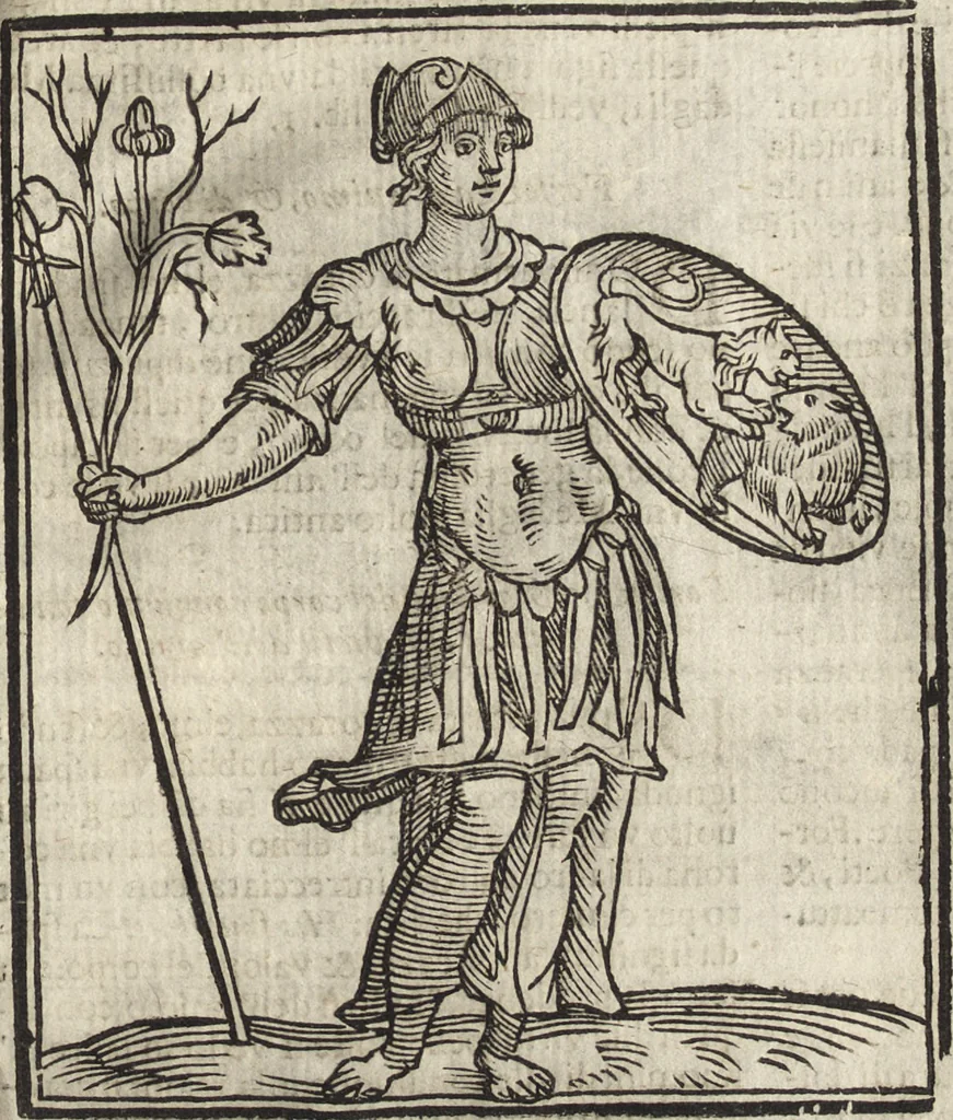 An illustration from Iconologia di Cesare Ripa perugino, caualier de' santi Mauritio & Lazaro. Divisa in tre libri, ne i quali si esprimono varie imagini di virtù, vitij, passioni humane, affetti, atti, discipline, humori, elementi, corpi celesti, prouincie d'Italia, fiumi, & altre materie infinite vtili ad ogni stato di persone. Ampliata dal sig. cav. Gio. Zaratino Castellini romano in questa vltima editione di imagini & discorsi, con indici copiosi, & ricorretta, 1669, leaf 286