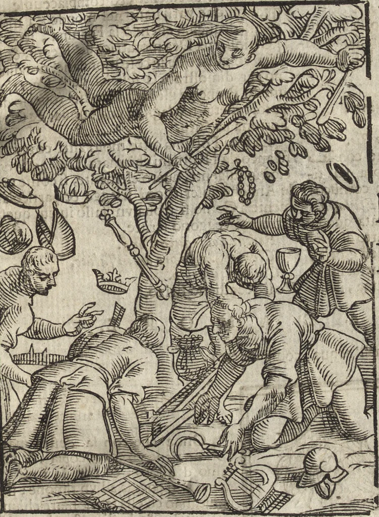 An illustration from Iconologia di Cesare Ripa perugino, caualier de' santi Mauritio & Lazaro. Divisa in tre libri, ne i quali si esprimono varie imagini di virtù, vitij, passioni humane, affetti, atti, discipline, humori, elementi, corpi celesti, prouincie d'Italia, fiumi, & altre materie infinite vtili ad ogni stato di persone. Ampliata dal sig. cav. Gio. Zaratino Castellini romano in questa vltima editione di imagini & discorsi, con indici copiosi, & ricorretta, 1669, leaf 288