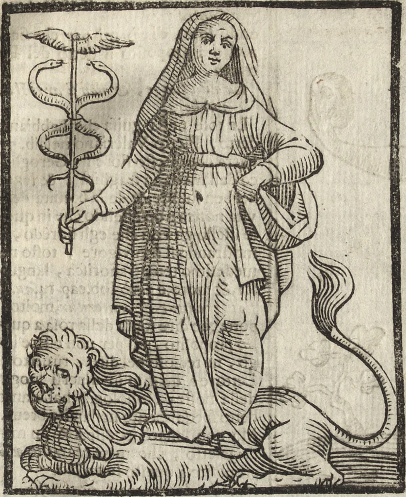 An illustration from Iconologia di Cesare Ripa perugino, caualier de' santi Mauritio & Lazaro. Divisa in tre libri, ne i quali si esprimono varie imagini di virtù, vitij, passioni humane, affetti, atti, discipline, humori, elementi, corpi celesti, prouincie d'Italia, fiumi, & altre materie infinite vtili ad ogni stato di persone. Ampliata dal sig. cav. Gio. Zaratino Castellini romano in questa vltima editione di imagini & discorsi, con indici copiosi, & ricorretta, 1669, leaf 292