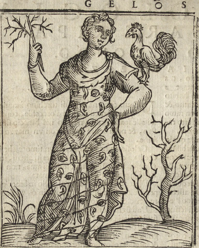 An illustration from Iconologia di Cesare Ripa perugino, caualier de' santi Mauritio & Lazaro. Divisa in tre libri, ne i quali si esprimono varie imagini di virtù, vitij, passioni humane, affetti, atti, discipline, humori, elementi, corpi celesti, prouincie d'Italia, fiumi, & altre materie infinite vtili ad ogni stato di persone. Ampliata dal sig. cav. Gio. Zaratino Castellini romano in questa vltima editione di imagini & discorsi, con indici copiosi, & ricorretta, 1669, leaf 299