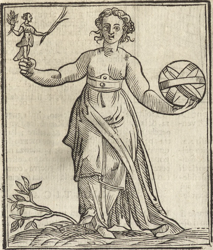 An illustration from Iconologia di Cesare Ripa perugino, caualier de' santi Mauritio & Lazaro. Divisa in tre libri, ne i quali si esprimono varie imagini di virtù, vitij, passioni humane, affetti, atti, discipline, humori, elementi, corpi celesti, prouincie d'Italia, fiumi, & altre materie infinite vtili ad ogni stato di persone. Ampliata dal sig. cav. Gio. Zaratino Castellini romano in questa vltima editione di imagini & discorsi, con indici copiosi, & ricorretta, 1669, leaf 310