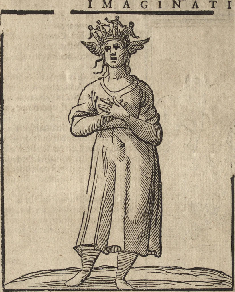 An illustration from Iconologia di Cesare Ripa perugino, caualier de' santi Mauritio & Lazaro. Divisa in tre libri, ne i quali si esprimono varie imagini di virtù, vitij, passioni humane, affetti, atti, discipline, humori, elementi, corpi celesti, prouincie d'Italia, fiumi, & altre materie infinite vtili ad ogni stato di persone. Ampliata dal sig. cav. Gio. Zaratino Castellini romano in questa vltima editione di imagini & discorsi, con indici copiosi, & ricorretta, 1669, leaf 333