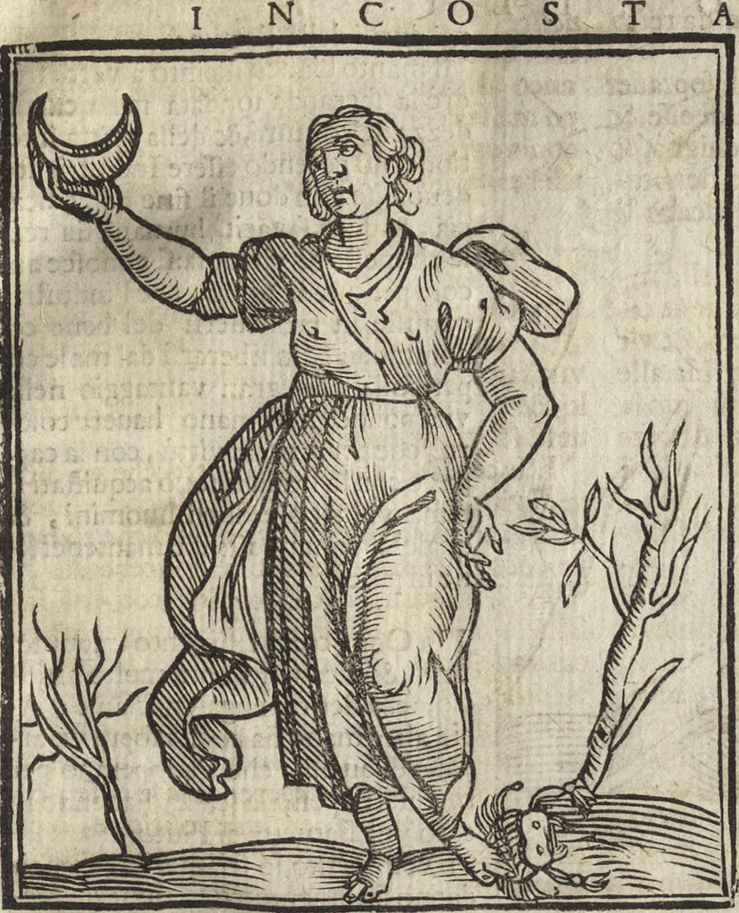 An illustration from Iconologia di Cesare Ripa perugino, caualier de' santi Mauritio & Lazaro. Divisa in tre libri, ne i quali si esprimono varie imagini di virtù, vitij, passioni humane, affetti, atti, discipline, humori, elementi, corpi celesti, prouincie d'Italia, fiumi, & altre materie infinite vtili ad ogni stato di persone. Ampliata dal sig. cav. Gio. Zaratino Castellini romano in questa vltima editione di imagini & discorsi, con indici copiosi, & ricorretta, 1669, leaf 338