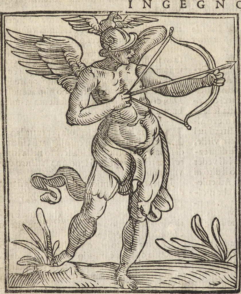 An illustration from Iconologia di Cesare Ripa perugino, caualier de' santi Mauritio & Lazaro. Divisa in tre libri, ne i quali si esprimono varie imagini di virtù, vitij, passioni humane, affetti, atti, discipline, humori, elementi, corpi celesti, prouincie d'Italia, fiumi, & altre materie infinite vtili ad ogni stato di persone. Ampliata dal sig. cav. Gio. Zaratino Castellini romano in questa vltima editione di imagini & discorsi, con indici copiosi, & ricorretta, 1669, leaf 341