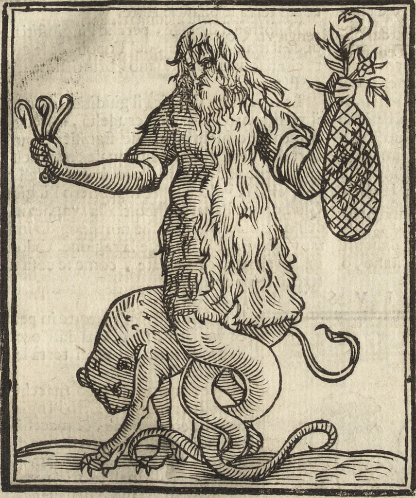 An illustration from Iconologia di Cesare Ripa perugino, caualier de' santi Mauritio & Lazaro. Divisa in tre libri, ne i quali si esprimono varie imagini di virtù, vitij, passioni humane, affetti, atti, discipline, humori, elementi, corpi celesti, prouincie d'Italia, fiumi, & altre materie infinite vtili ad ogni stato di persone. Ampliata dal sig. cav. Gio. Zaratino Castellini romano in questa vltima editione di imagini & discorsi, con indici copiosi, & ricorretta, 1669, leaf 342