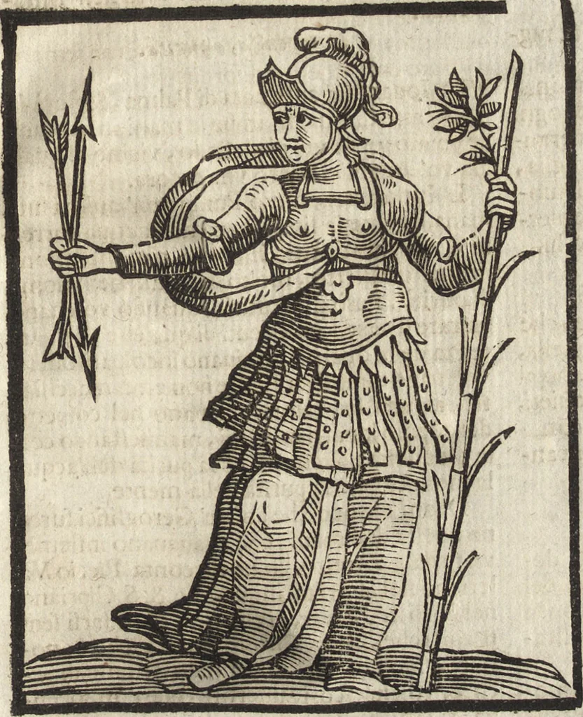 An illustration from Iconologia di Cesare Ripa perugino, caualier de' santi Mauritio & Lazaro. Divisa in tre libri, ne i quali si esprimono varie imagini di virtù, vitij, passioni humane, affetti, atti, discipline, humori, elementi, corpi celesti, prouincie d'Italia, fiumi, & altre materie infinite vtili ad ogni stato di persone. Ampliata dal sig. cav. Gio. Zaratino Castellini romano in questa vltima editione di imagini & discorsi, con indici copiosi, & ricorretta, 1669, leaf 346