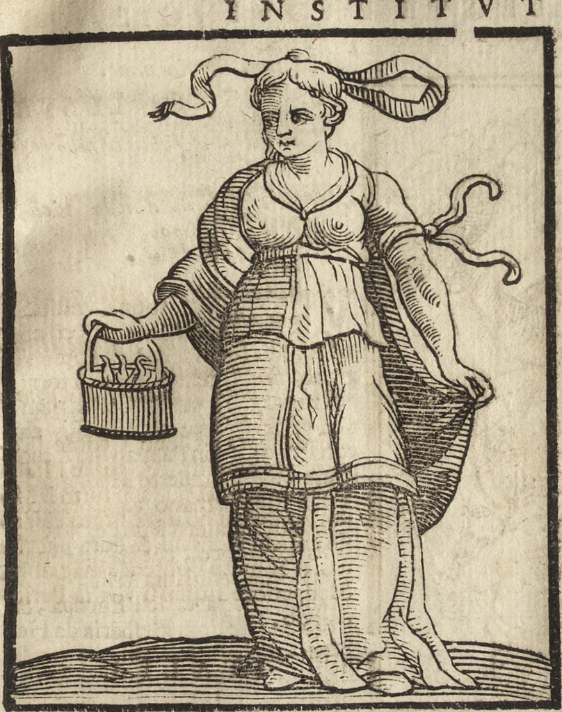 An illustration from Iconologia di Cesare Ripa perugino, caualier de' santi Mauritio & Lazaro. Divisa in tre libri, ne i quali si esprimono varie imagini di virtù, vitij, passioni humane, affetti, atti, discipline, humori, elementi, corpi celesti, prouincie d'Italia, fiumi, & altre materie infinite vtili ad ogni stato di persone. Ampliata dal sig. cav. Gio. Zaratino Castellini romano in questa vltima editione di imagini & discorsi, con indici copiosi, & ricorretta, 1669, leaf 364