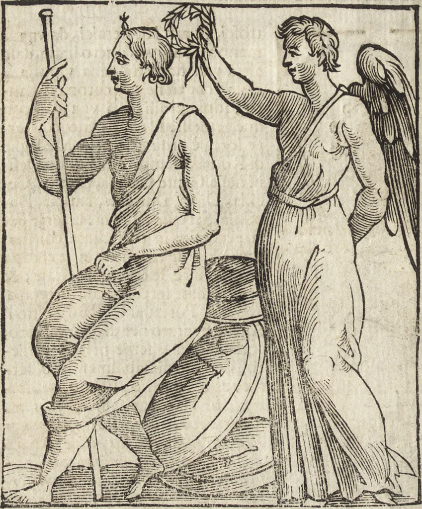 An illustration from Iconologia di Cesare Ripa perugino, caualier de' santi Mauritio & Lazaro. Divisa in tre libri, ne i quali si esprimono varie imagini di virtù, vitij, passioni humane, affetti, atti, discipline, humori, elementi, corpi celesti, prouincie d'Italia, fiumi, & altre materie infinite vtili ad ogni stato di persone. Ampliata dal sig. cav. Gio. Zaratino Castellini romano in questa vltima editione di imagini & discorsi, con indici copiosi, & ricorretta, 1669, leaf 369