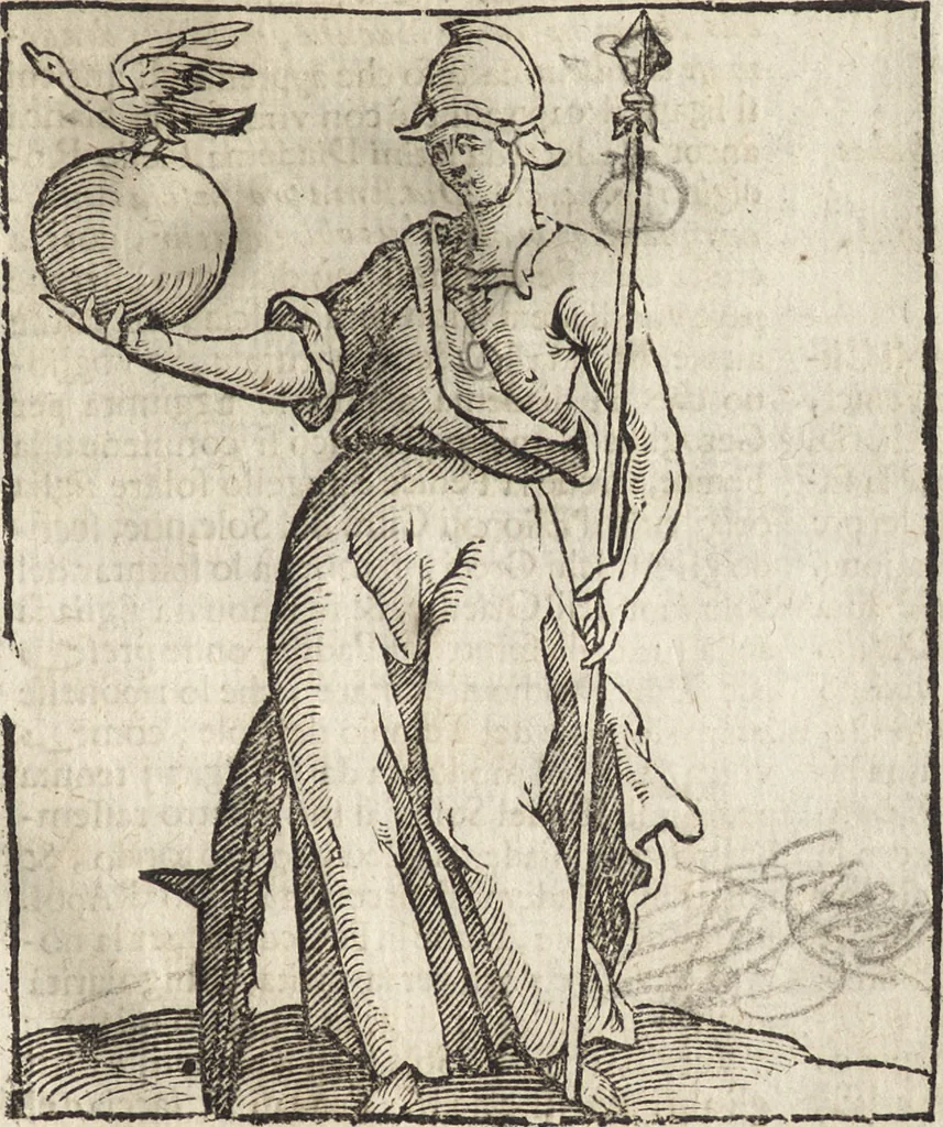 An illustration from Iconologia di Cesare Ripa perugino, caualier de' santi Mauritio & Lazaro. Divisa in tre libri, ne i quali si esprimono varie imagini di virtù, vitij, passioni humane, affetti, atti, discipline, humori, elementi, corpi celesti, prouincie d'Italia, fiumi, & altre materie infinite vtili ad ogni stato di persone. Ampliata dal sig. cav. Gio. Zaratino Castellini romano in questa vltima editione di imagini & discorsi, con indici copiosi, & ricorretta, 1669, leaf 370
