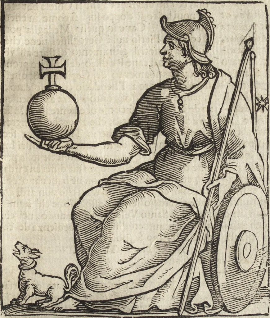 An illustration from Iconologia di Cesare Ripa perugino, caualier de' santi Mauritio & Lazaro. Divisa in tre libri, ne i quali si esprimono varie imagini di virtù, vitij, passioni humane, affetti, atti, discipline, humori, elementi, corpi celesti, prouincie d'Italia, fiumi, & altre materie infinite vtili ad ogni stato di persone. Ampliata dal sig. cav. Gio. Zaratino Castellini romano in questa vltima editione di imagini & discorsi, con indici copiosi, & ricorretta, 1669, leaf 378