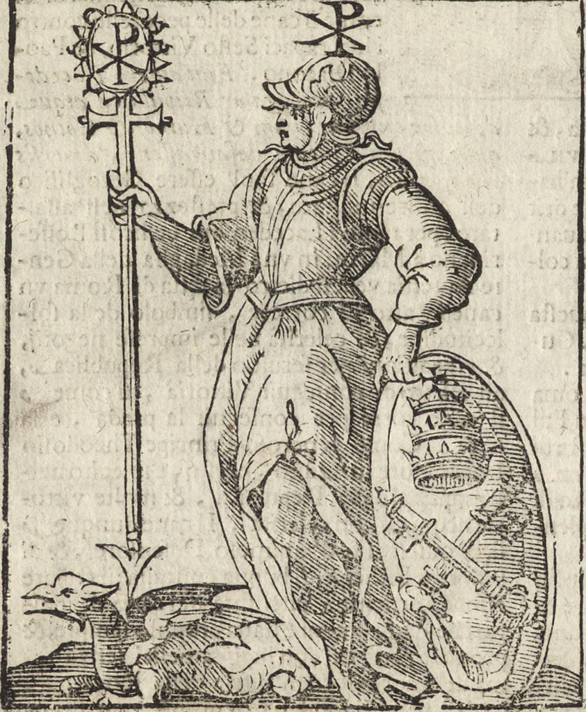 An illustration from Iconologia di Cesare Ripa perugino, caualier de' santi Mauritio & Lazaro. Divisa in tre libri, ne i quali si esprimono varie imagini di virtù, vitij, passioni humane, affetti, atti, discipline, humori, elementi, corpi celesti, prouincie d'Italia, fiumi, & altre materie infinite vtili ad ogni stato di persone. Ampliata dal sig. cav. Gio. Zaratino Castellini romano in questa vltima editione di imagini & discorsi, con indici copiosi, & ricorretta, 1669, leaf 379