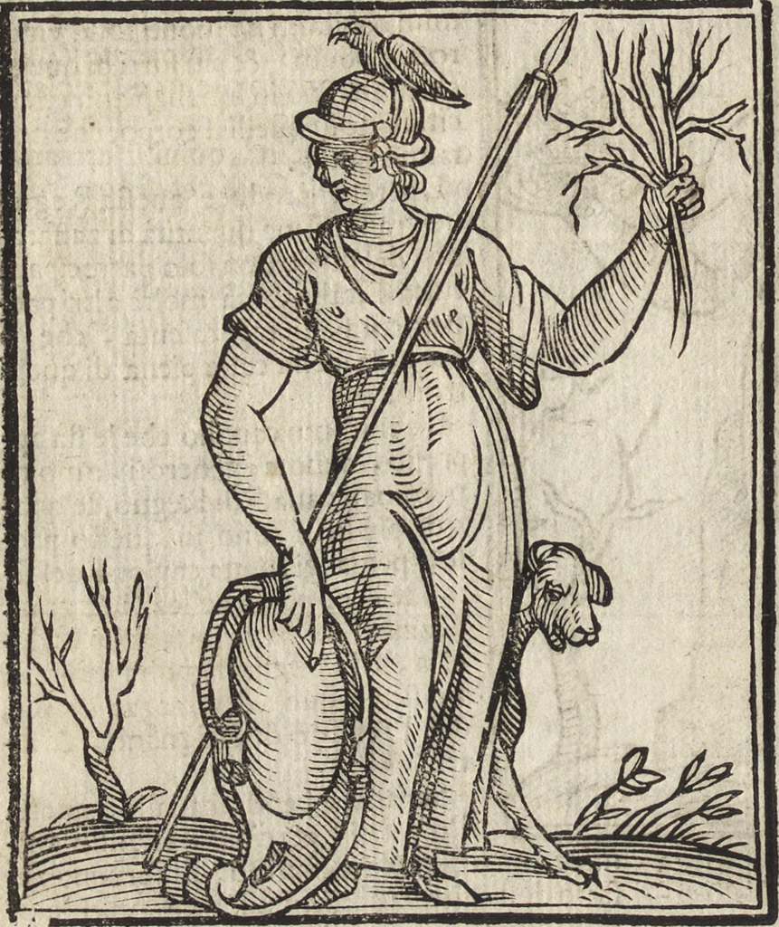 An illustration from Iconologia di Cesare Ripa perugino, caualier de' santi Mauritio & Lazaro. Divisa in tre libri, ne i quali si esprimono varie imagini di virtù, vitij, passioni humane, affetti, atti, discipline, humori, elementi, corpi celesti, prouincie d'Italia, fiumi, & altre materie infinite vtili ad ogni stato di persone. Ampliata dal sig. cav. Gio. Zaratino Castellini romano in questa vltima editione di imagini & discorsi, con indici copiosi, & ricorretta, 1669, leaf 393