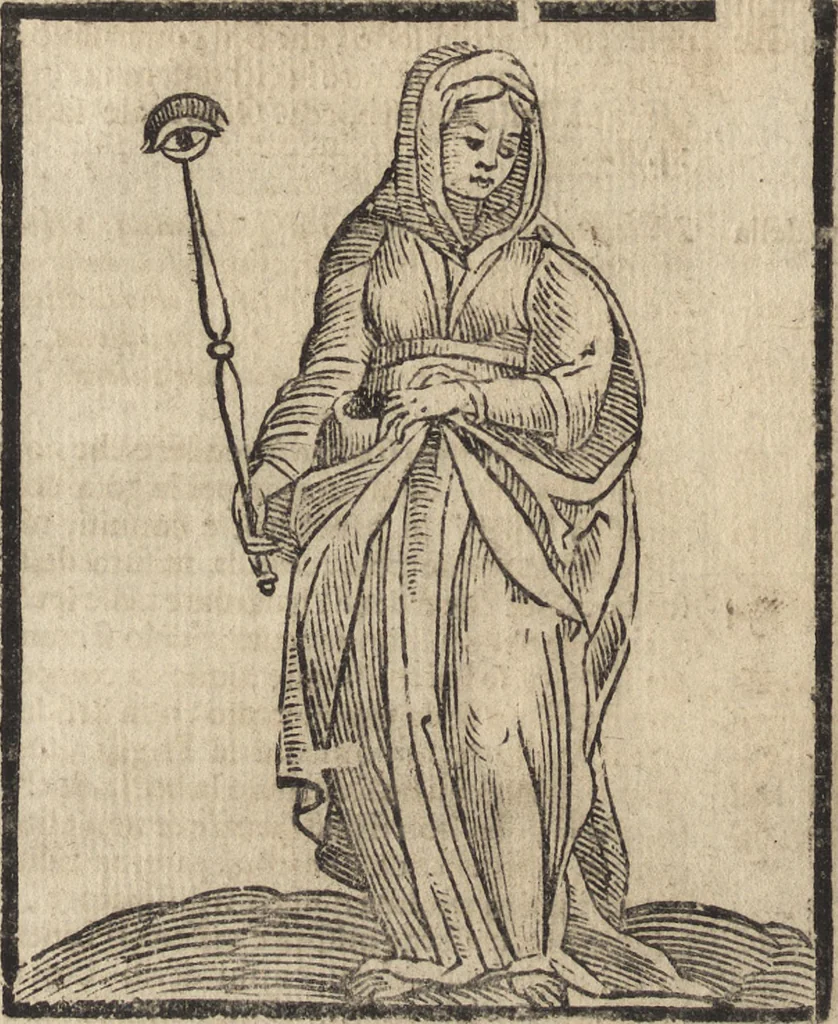 An illustration from Iconologia di Cesare Ripa perugino, caualier de' santi Mauritio & Lazaro. Divisa in tre libri, ne i quali si esprimono varie imagini di virtù, vitij, passioni humane, affetti, atti, discipline, humori, elementi, corpi celesti, prouincie d'Italia, fiumi, & altre materie infinite vtili ad ogni stato di persone. Ampliata dal sig. cav. Gio. Zaratino Castellini romano in questa vltima editione di imagini & discorsi, con indici copiosi, & ricorretta, 1669, leaf 475