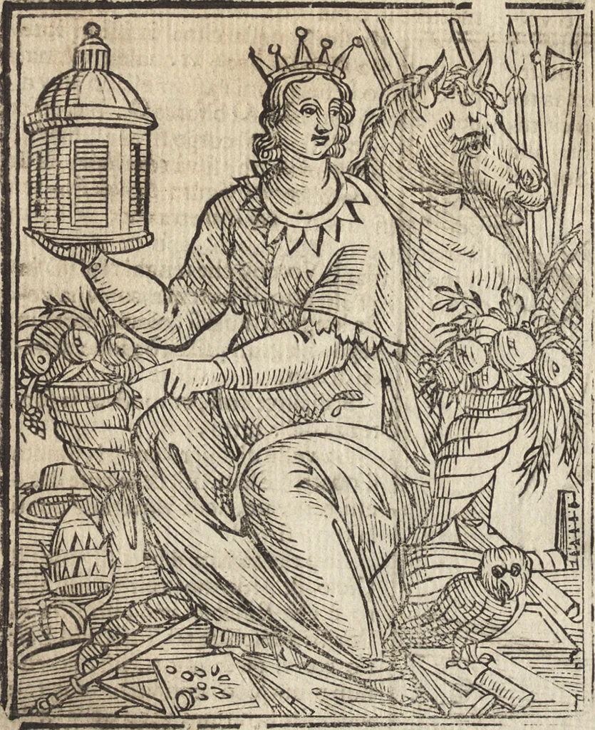 An illustration from Iconologia di Cesare Ripa perugino, caualier de' santi Mauritio & Lazaro. Divisa in tre libri, ne i quali si esprimono varie imagini di virtù, vitij, passioni humane, affetti, atti, discipline, humori, elementi, corpi celesti, prouincie d'Italia, fiumi, & altre materie infinite vtili ad ogni stato di persone. Ampliata dal sig. cav. Gio. Zaratino Castellini romano in questa vltima editione di imagini & discorsi, con indici copiosi, & ricorretta, 1669, leaf 479