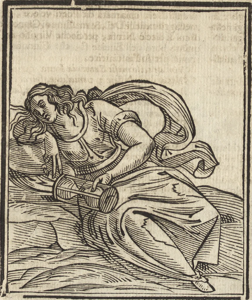 An illustration from Iconologia di Cesare Ripa perugino, caualier de' santi Mauritio & Lazaro. Divisa in tre libri, ne i quali si esprimono varie imagini di virtù, vitij, passioni humane, affetti, atti, discipline, humori, elementi, corpi celesti, prouincie d'Italia, fiumi, & altre materie infinite vtili ad ogni stato di persone. Ampliata dal sig. cav. Gio. Zaratino Castellini romano in questa vltima editione di imagini & discorsi, con indici copiosi, & ricorretta, 1669, leaf 495