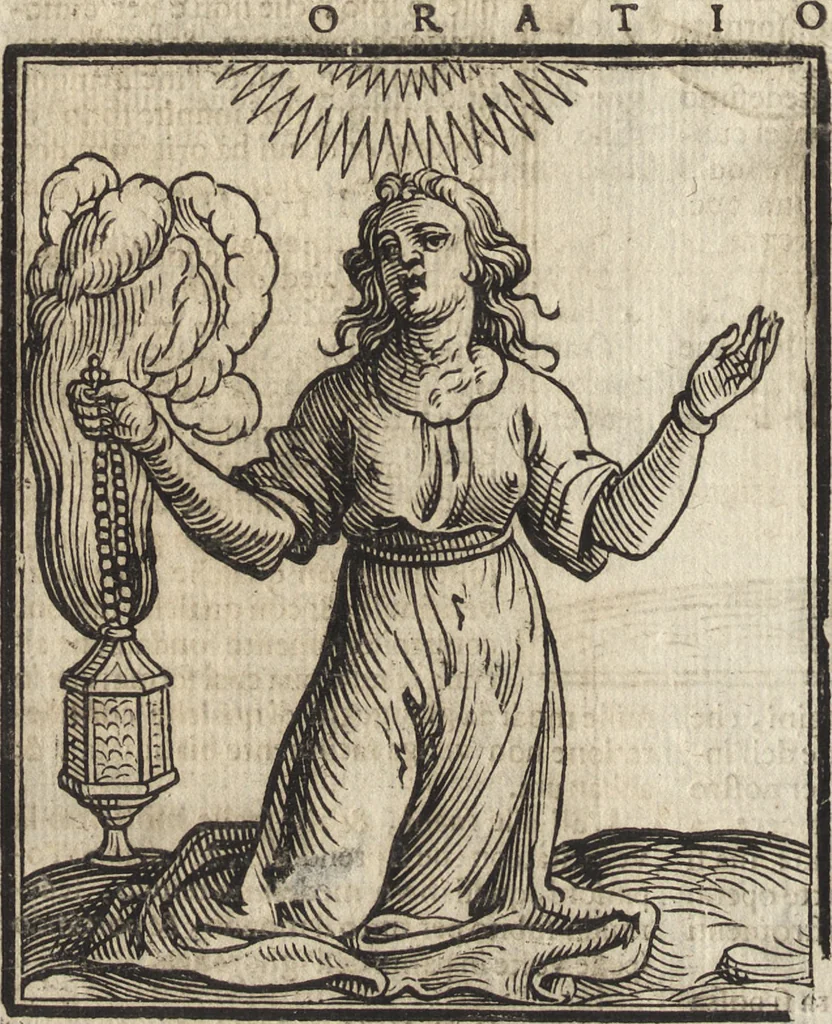 An illustration from Iconologia di Cesare Ripa perugino, caualier de' santi Mauritio & Lazaro. Divisa in tre libri, ne i quali si esprimono varie imagini di virtù, vitij, passioni humane, affetti, atti, discipline, humori, elementi, corpi celesti, prouincie d'Italia, fiumi, & altre materie infinite vtili ad ogni stato di persone. Ampliata dal sig. cav. Gio. Zaratino Castellini romano in questa vltima editione di imagini & discorsi, con indici copiosi, & ricorretta, 1669, leaf 515