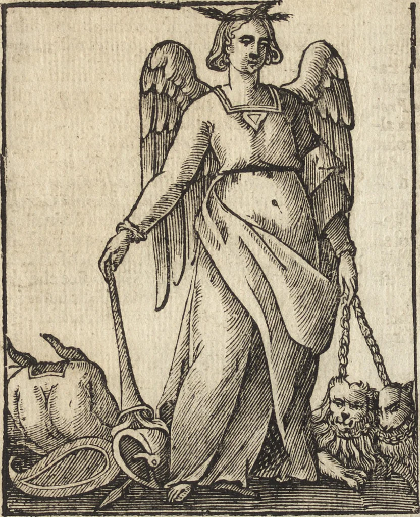 An illustration from Iconologia di Cesare Ripa perugino, caualier de' santi Mauritio & Lazaro. Divisa in tre libri, ne i quali si esprimono varie imagini di virtù, vitij, passioni humane, affetti, atti, discipline, humori, elementi, corpi celesti, prouincie d'Italia, fiumi, & altre materie infinite vtili ad ogni stato di persone. Ampliata dal sig. cav. Gio. Zaratino Castellini romano in questa vltima editione di imagini & discorsi, con indici copiosi, & ricorretta, 1669, leaf 529