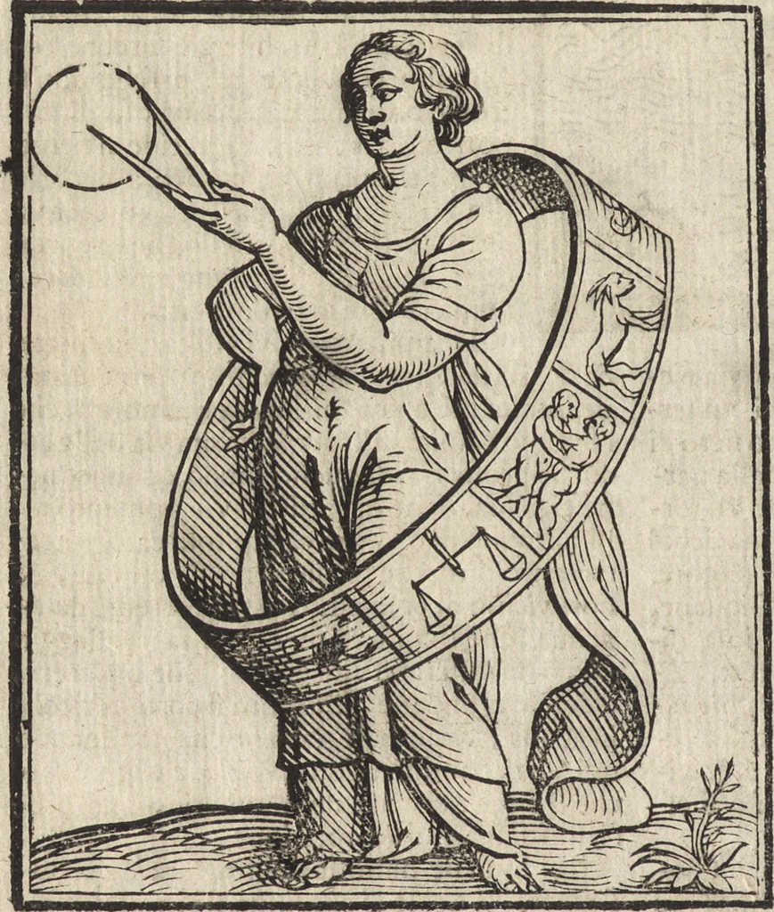 An illustration from Iconologia di Cesare Ripa perugino, caualier de' santi Mauritio & Lazaro. Divisa in tre libri, ne i quali si esprimono varie imagini di virtù, vitij, passioni humane, affetti, atti, discipline, humori, elementi, corpi celesti, prouincie d'Italia, fiumi, & altre materie infinite vtili ad ogni stato di persone. Ampliata dal sig. cav. Gio. Zaratino Castellini romano in questa vltima editione di imagini & discorsi, con indici copiosi, & ricorretta, 1669, leaf 543