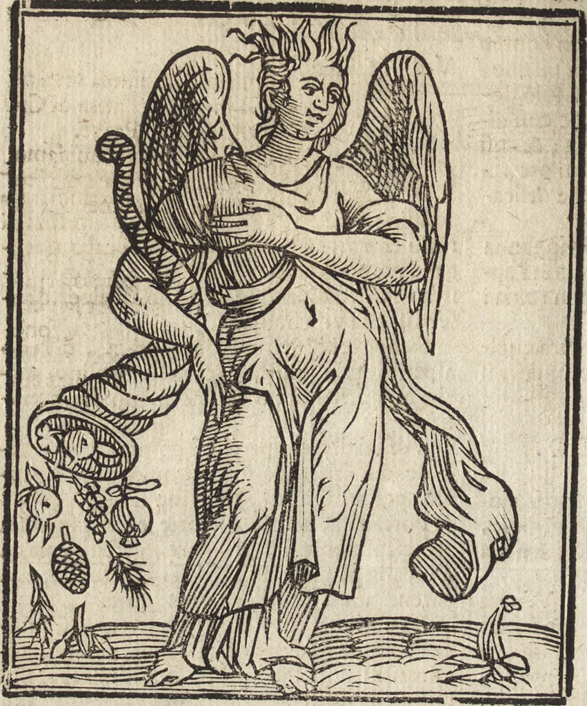 An illustration from Iconologia di Cesare Ripa perugino, caualier de' santi Mauritio & Lazaro. Divisa in tre libri, ne i quali si esprimono varie imagini di virtù, vitij, passioni humane, affetti, atti, discipline, humori, elementi, corpi celesti, prouincie d'Italia, fiumi, & altre materie infinite vtili ad ogni stato di persone. Ampliata dal sig. cav. Gio. Zaratino Castellini romano in questa vltima editione di imagini & discorsi, con indici copiosi, & ricorretta, 1669, leaf 549