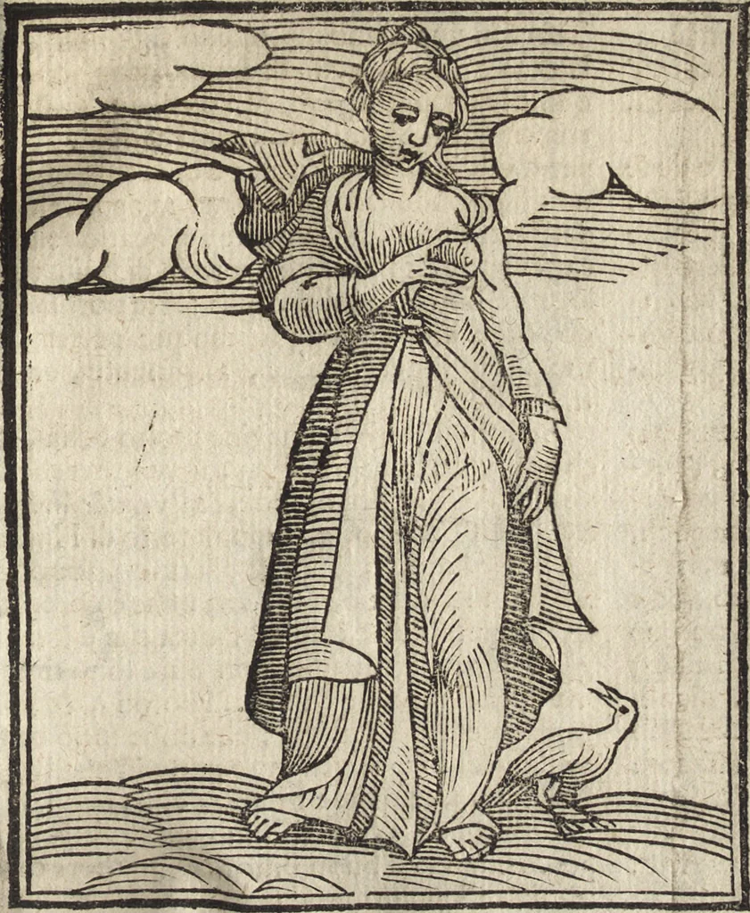 An illustration from Iconologia di Cesare Ripa perugino, caualier de' santi Mauritio & Lazaro. Divisa in tre libri, ne i quali si esprimono varie imagini di virtù, vitij, passioni humane, affetti, atti, discipline, humori, elementi, corpi celesti, prouincie d'Italia, fiumi, & altre materie infinite vtili ad ogni stato di persone. Ampliata dal sig. cav. Gio. Zaratino Castellini romano in questa vltima editione di imagini & discorsi, con indici copiosi, & ricorretta, 1669, leaf 550