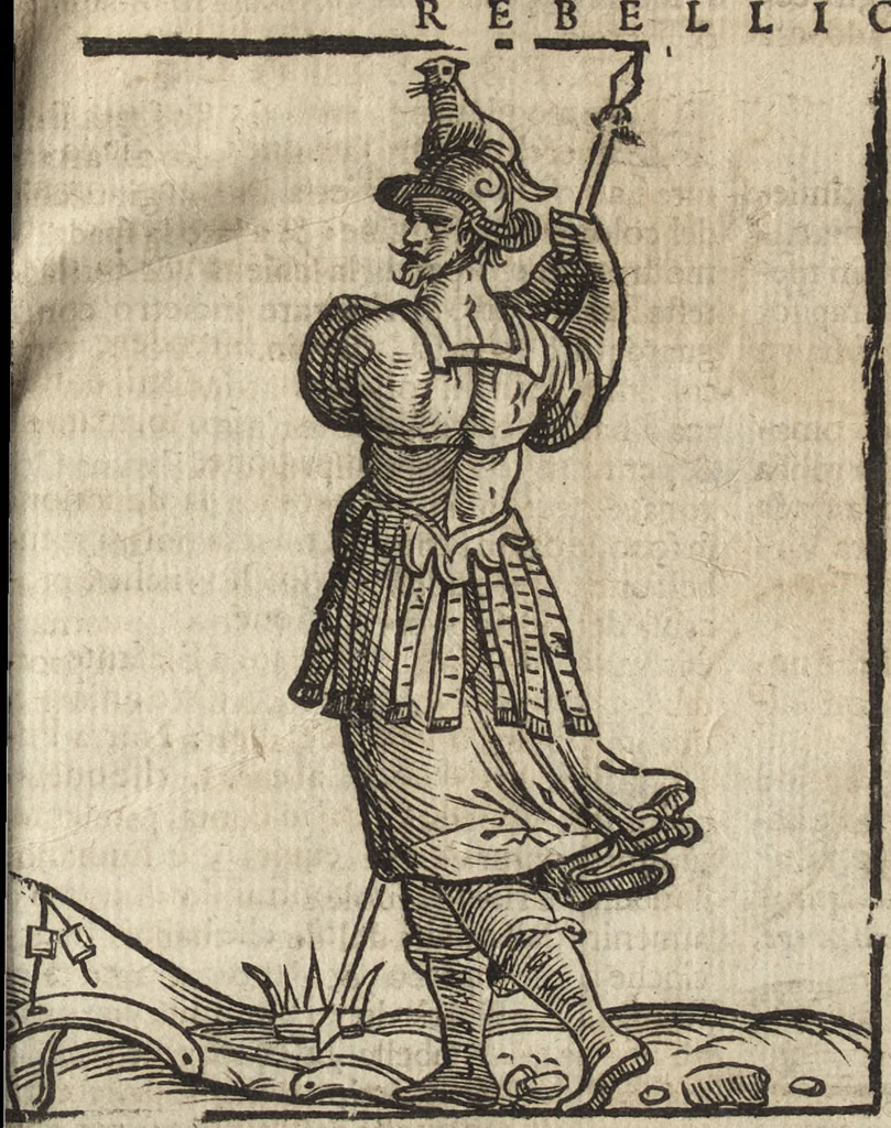 An illustration from Iconologia di Cesare Ripa perugino, caualier de' santi Mauritio & Lazaro. Divisa in tre libri, ne i quali si esprimono varie imagini di virtù, vitij, passioni humane, affetti, atti, discipline, humori, elementi, corpi celesti, prouincie d'Italia, fiumi, & altre materie infinite vtili ad ogni stato di persone. Ampliata dal sig. cav. Gio. Zaratino Castellini romano in questa vltima editione di imagini & discorsi, con indici copiosi, & ricorretta, 1669, leaf 582