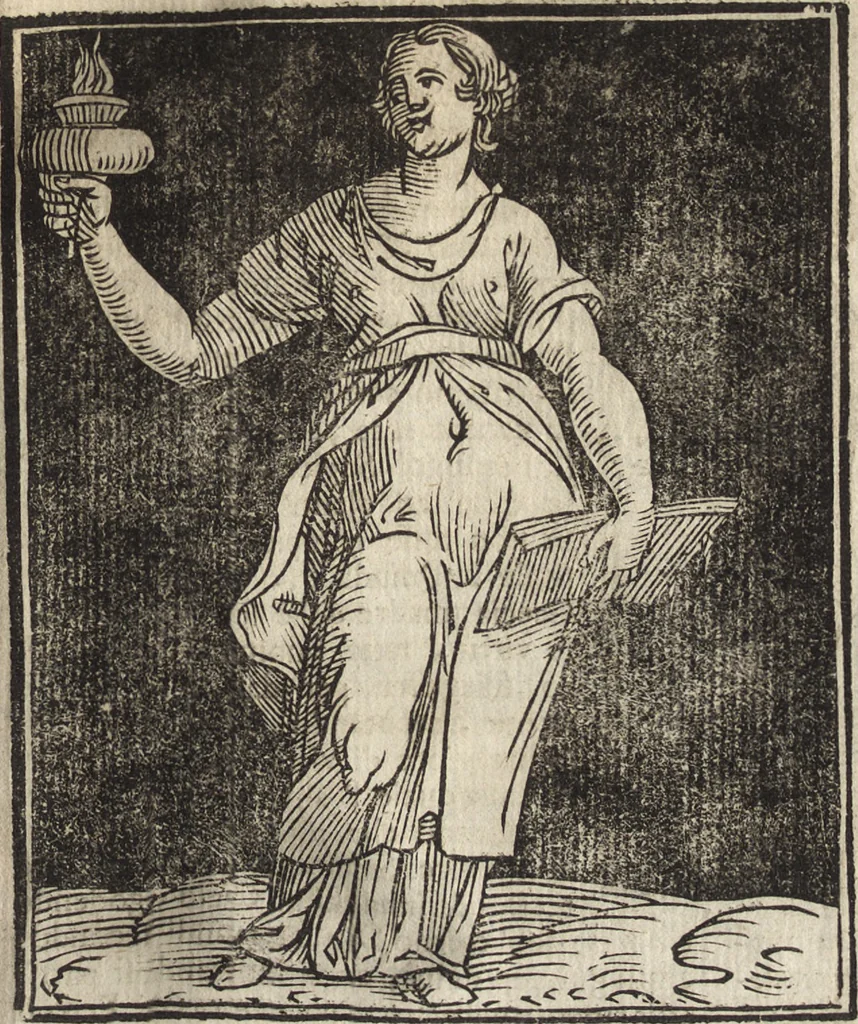 An illustration from Iconologia di Cesare Ripa perugino, caualier de' santi Mauritio & Lazaro. Divisa in tre libri, ne i quali si esprimono varie imagini di virtù, vitij, passioni humane, affetti, atti, discipline, humori, elementi, corpi celesti, prouincie d'Italia, fiumi, & altre materie infinite vtili ad ogni stato di persone. Ampliata dal sig. cav. Gio. Zaratino Castellini romano in questa vltima editione di imagini & discorsi, con indici copiosi, & ricorretta, 1669, leaf 608