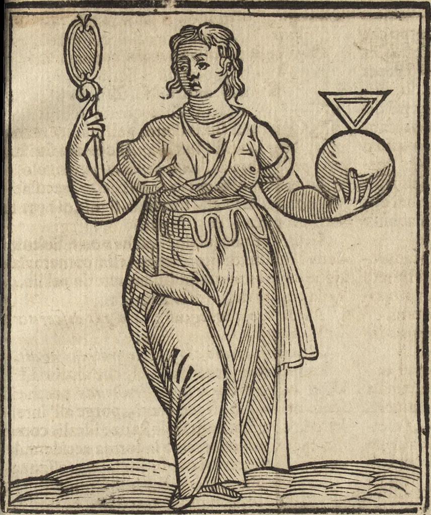 An illustration from Iconologia di Cesare Ripa perugino, caualier de' santi Mauritio & Lazaro. Divisa in tre libri, ne i quali si esprimono varie imagini di virtù, vitij, passioni humane, affetti, atti, discipline, humori, elementi, corpi celesti, prouincie d'Italia, fiumi, & altre materie infinite vtili ad ogni stato di persone. Ampliata dal sig. cav. Gio. Zaratino Castellini romano in questa vltima editione di imagini & discorsi, con indici copiosi, & ricorretta, 1669, leaf 616