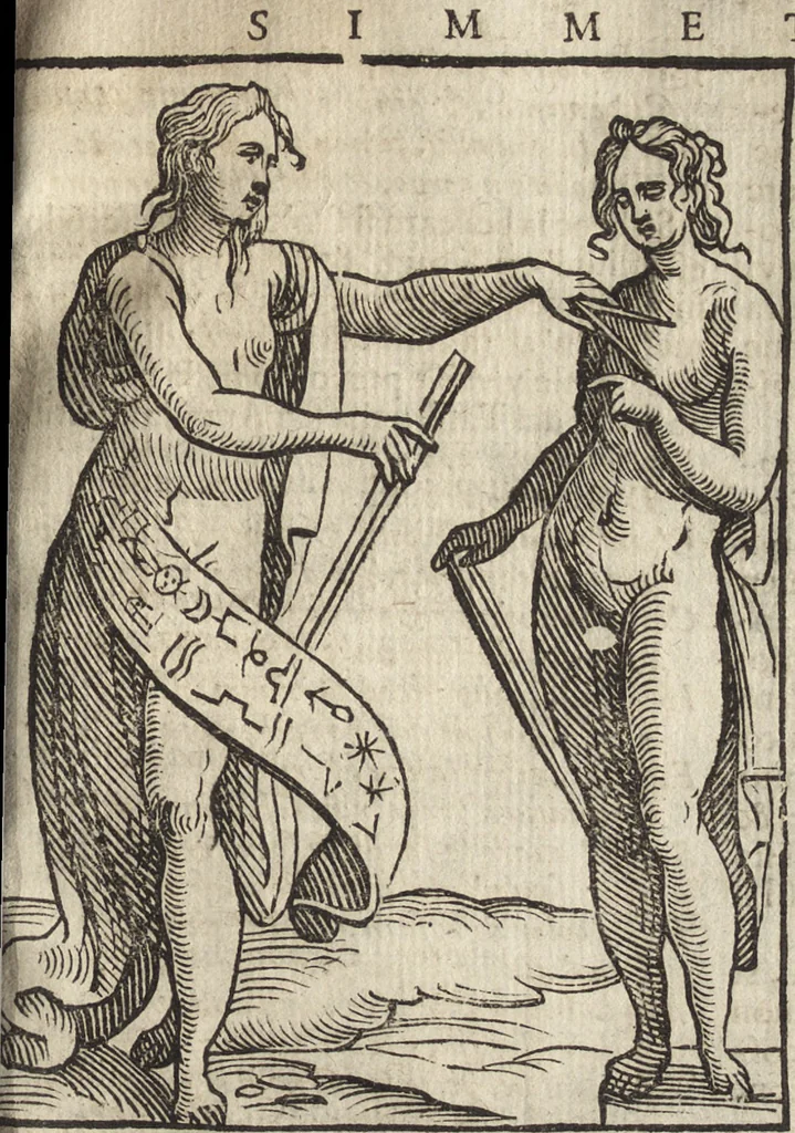 An illustration from Iconologia di Cesare Ripa perugino, caualier de' santi Mauritio & Lazaro. Divisa in tre libri, ne i quali si esprimono varie imagini di virtù, vitij, passioni humane, affetti, atti, discipline, humori, elementi, corpi celesti, prouincie d'Italia, fiumi, & altre materie infinite vtili ad ogni stato di persone. Ampliata dal sig. cav. Gio. Zaratino Castellini romano in questa vltima editione di imagini & discorsi, con indici copiosi, & ricorretta, 1669, leaf 634