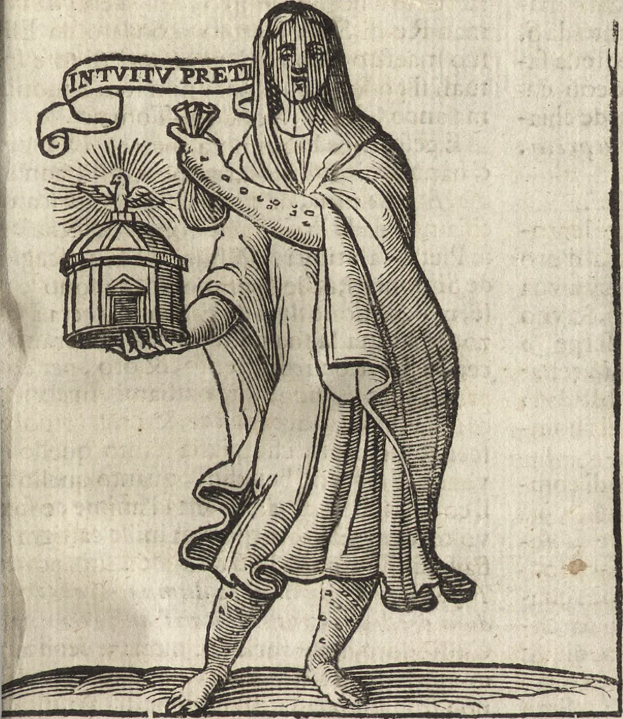 An illustration from Iconologia di Cesare Ripa perugino, caualier de' santi Mauritio & Lazaro. Divisa in tre libri, ne i quali si esprimono varie imagini di virtù, vitij, passioni humane, affetti, atti, discipline, humori, elementi, corpi celesti, prouincie d'Italia, fiumi, & altre materie infinite vtili ad ogni stato di persone. Ampliata dal sig. cav. Gio. Zaratino Castellini romano in questa vltima editione di imagini & discorsi, con indici copiosi, & ricorretta, 1669, leaf 638