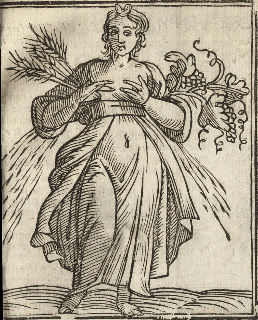 An illustration from Iconologia di Cesare Ripa perugino, caualier de' santi Mauritio & Lazaro. Divisa in tre libri, ne i quali si esprimono varie imagini di virtù, vitij, passioni humane, affetti, atti, discipline, humori, elementi, corpi celesti, prouincie d'Italia, fiumi, & altre materie infinite vtili ad ogni stato di persone. Ampliata dal sig. cav. Gio. Zaratino Castellini romano in questa vltima editione di imagini & discorsi, con indici copiosi, & ricorretta, 1669, leaf 652