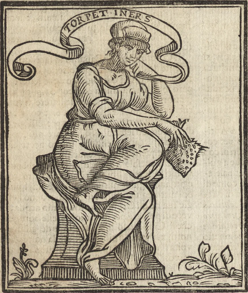 An illustration from Iconologia di Cesare Ripa perugino, caualier de' santi Mauritio & Lazaro. Divisa in tre libri, ne i quali si esprimono varie imagini di virtù, vitij, passioni humane, affetti, atti, discipline, humori, elementi, corpi celesti, prouincie d'Italia, fiumi, & altre materie infinite vtili ad ogni stato di persone. Ampliata dal sig. cav. Gio. Zaratino Castellini romano in questa vltima editione di imagini & discorsi, con indici copiosi, & ricorretta, 1669, leaf 67