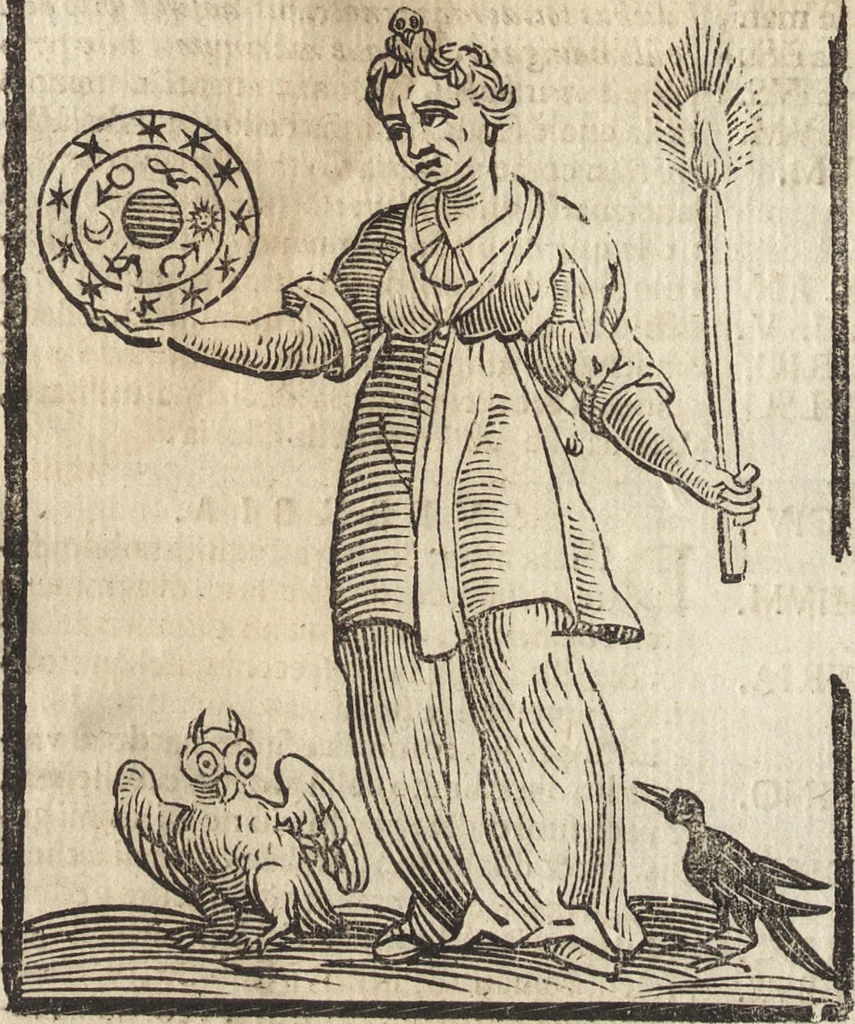 An illustration from Iconologia di Cesare Ripa perugino, caualier de' santi Mauritio & Lazaro. Divisa in tre libri, ne i quali si esprimono varie imagini di virtù, vitij, passioni humane, affetti, atti, discipline, humori, elementi, corpi celesti, prouincie d'Italia, fiumi, & altre materie infinite vtili ad ogni stato di persone. Ampliata dal sig. cav. Gio. Zaratino Castellini romano in questa vltima editione di imagini & discorsi, con indici copiosi, & ricorretta, 1669, leaf 677