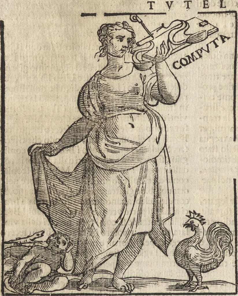An illustration from Iconologia di Cesare Ripa perugino, caualier de' santi Mauritio & Lazaro. Divisa in tre libri, ne i quali si esprimono varie imagini di virtù, vitij, passioni humane, affetti, atti, discipline, humori, elementi, corpi celesti, prouincie d'Italia, fiumi, & altre materie infinite vtili ad ogni stato di persone. Ampliata dal sig. cav. Gio. Zaratino Castellini romano in questa vltima editione di imagini & discorsi, con indici copiosi, & ricorretta, 1669, leaf 695