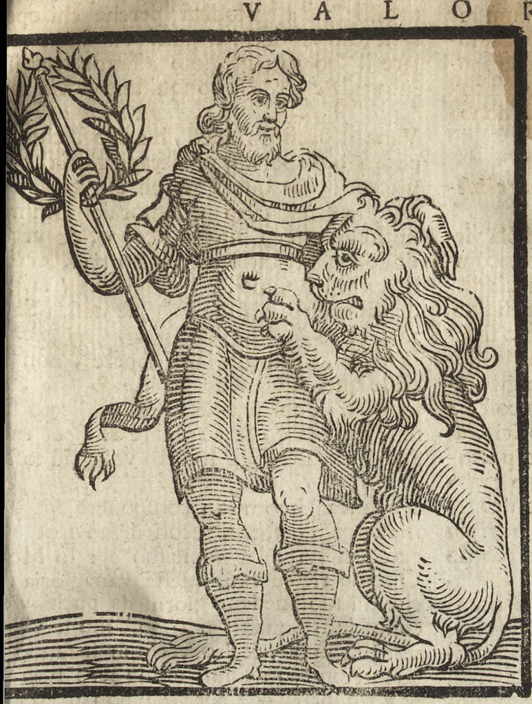 An illustration from Iconologia di Cesare Ripa perugino, caualier de' santi Mauritio & Lazaro. Divisa in tre libri, ne i quali si esprimono varie imagini di virtù, vitij, passioni humane, affetti, atti, discipline, humori, elementi, corpi celesti, prouincie d'Italia, fiumi, & altre materie infinite vtili ad ogni stato di persone. Ampliata dal sig. cav. Gio. Zaratino Castellini romano in questa vltima editione di imagini & discorsi, con indici copiosi, & ricorretta, 1669, leaf 698