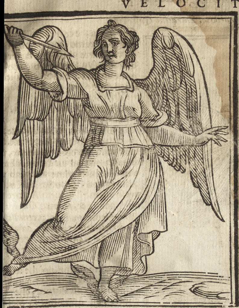 An illustration from Iconologia di Cesare Ripa perugino, caualier de' santi Mauritio & Lazaro. Divisa in tre libri, ne i quali si esprimono varie imagini di virtù, vitij, passioni humane, affetti, atti, discipline, humori, elementi, corpi celesti, prouincie d'Italia, fiumi, & altre materie infinite vtili ad ogni stato di persone. Ampliata dal sig. cav. Gio. Zaratino Castellini romano in questa vltima editione di imagini & discorsi, con indici copiosi, & ricorretta, 1669, leaf 708
