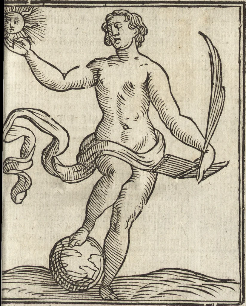 An illustration from Iconologia di Cesare Ripa perugino, caualier de' santi Mauritio & Lazaro. Divisa in tre libri, ne i quali si esprimono varie imagini di virtù, vitij, passioni humane, affetti, atti, discipline, humori, elementi, corpi celesti, prouincie d'Italia, fiumi, & altre materie infinite vtili ad ogni stato di persone. Ampliata dal sig. cav. Gio. Zaratino Castellini romano in questa vltima editione di imagini & discorsi, con indici copiosi, & ricorretta, 1669, leaf 728