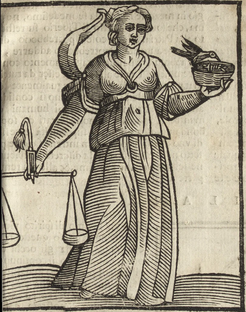 An illustration from Iconologia di Cesare Ripa perugino, caualier de' santi Mauritio & Lazaro. Divisa in tre libri, ne i quali si esprimono varie imagini di virtù, vitij, passioni humane, affetti, atti, discipline, humori, elementi, corpi celesti, prouincie d'Italia, fiumi, & altre materie infinite vtili ad ogni stato di persone. Ampliata dal sig. cav. Gio. Zaratino Castellini romano in questa vltima editione di imagini & discorsi, con indici copiosi, & ricorretta, 1669, leaf 730