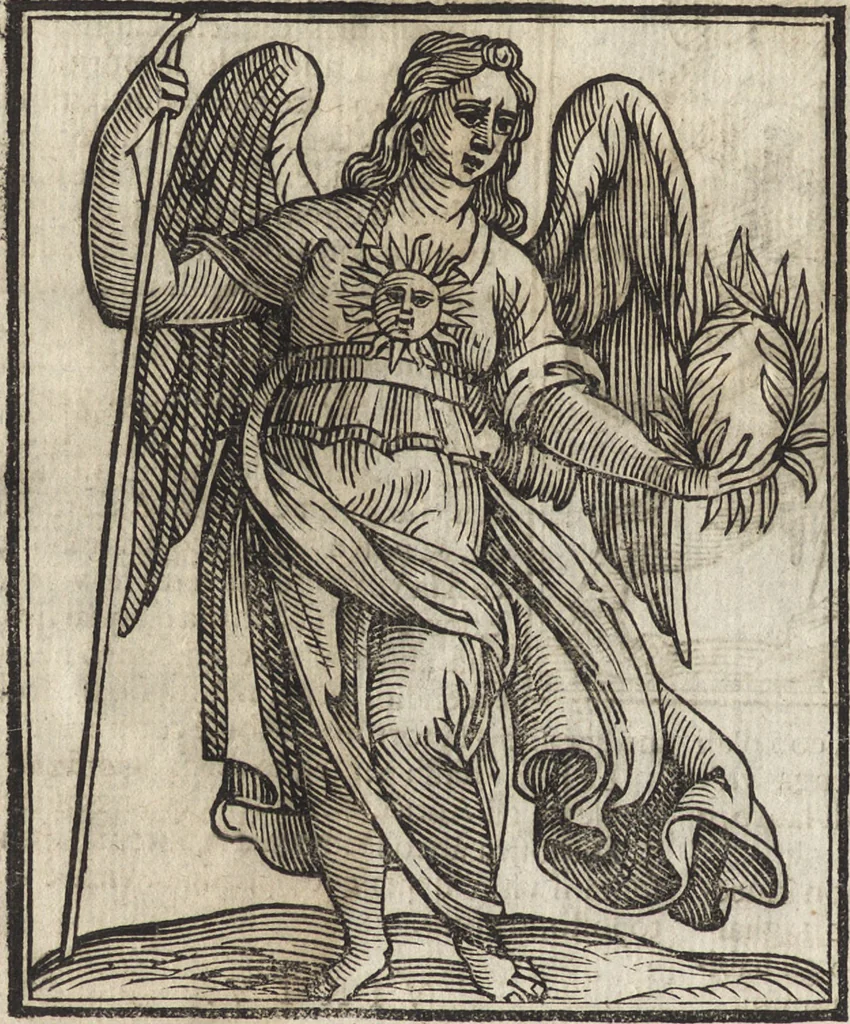 An illustration from Iconologia di Cesare Ripa perugino, caualier de' santi Mauritio & Lazaro. Divisa in tre libri, ne i quali si esprimono varie imagini di virtù, vitij, passioni humane, affetti, atti, discipline, humori, elementi, corpi celesti, prouincie d'Italia, fiumi, & altre materie infinite vtili ad ogni stato di persone. Ampliata dal sig. cav. Gio. Zaratino Castellini romano in questa vltima editione di imagini & discorsi, con indici copiosi, & ricorretta, 1669, leaf 735