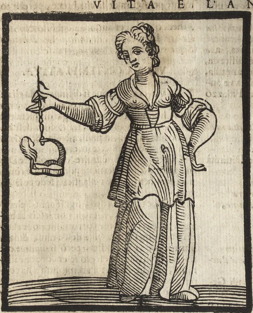 An illustration from Iconologia di Cesare Ripa perugino, caualier de' santi Mauritio & Lazaro. Divisa in tre libri, ne i quali si esprimono varie imagini di virtù, vitij, passioni humane, affetti, atti, discipline, humori, elementi, corpi celesti, prouincie d'Italia, fiumi, & altre materie infinite vtili ad ogni stato di persone. Ampliata dal sig. cav. Gio. Zaratino Castellini romano in questa vltima editione di imagini & discorsi, con indici copiosi, & ricorretta, 1669, leaf 741