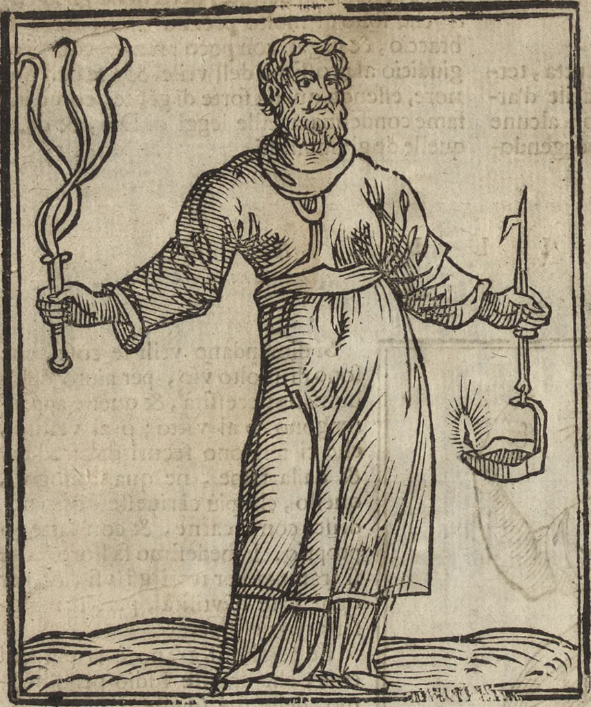 An illustration from Iconologia di Cesare Ripa perugino, caualier de' santi Mauritio & Lazaro. Divisa in tre libri, ne i quali si esprimono varie imagini di virtù, vitij, passioni humane, affetti, atti, discipline, humori, elementi, corpi celesti, prouincie d'Italia, fiumi, & altre materie infinite vtili ad ogni stato di persone. Ampliata dal sig. cav. Gio. Zaratino Castellini romano in questa vltima editione di imagini & discorsi, con indici copiosi, & ricorretta, 1669, leaf 749