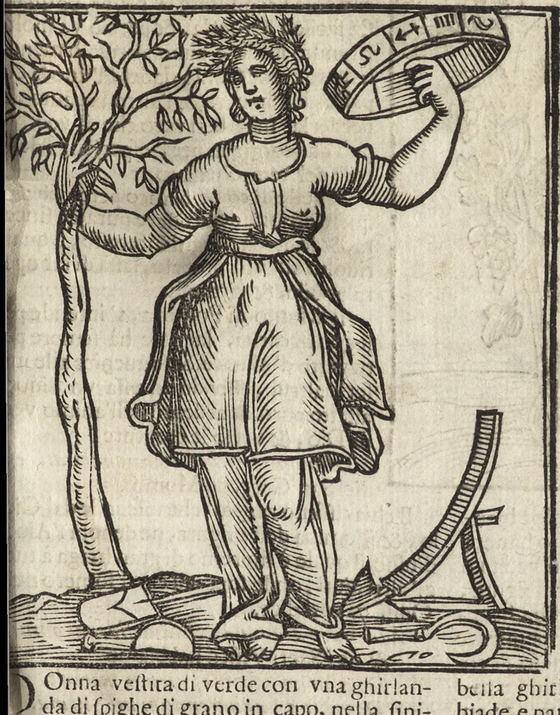 An illustration from Iconologia di Cesare Ripa perugino, caualier de' santi Mauritio & Lazaro. Divisa in tre libri, ne i quali si esprimono varie imagini di virtù, vitij, passioni humane, affetti, atti, discipline, humori, elementi, corpi celesti, prouincie d'Italia, fiumi, & altre materie infinite vtili ad ogni stato di persone. Ampliata dal sig. cav. Gio. Zaratino Castellini romano in questa vltima editione di imagini & discorsi, con indici copiosi, & ricorretta, 1669, leaf 76