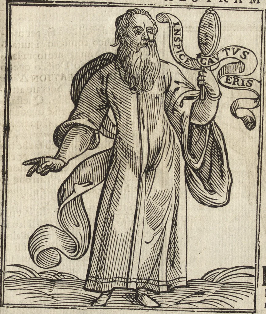An illustration from Iconologia di Cesare Ripa perugino, caualier de' santi Mauritio & Lazaro. Divisa in tre libri, ne i quali si esprimono varie imagini di virtù, vitij, passioni humane, affetti, atti, discipline, humori, elementi, corpi celesti, prouincie d'Italia, fiumi, & altre materie infinite vtili ad ogni stato di persone. Ampliata dal sig. cav. Gio. Zaratino Castellini romano in questa vltima editione di imagini & discorsi, con indici copiosi, & ricorretta, 1669, leaf 86
