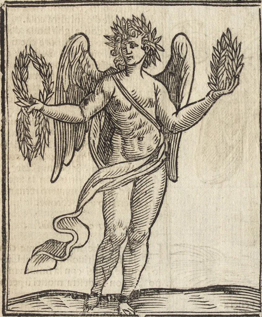 An illustration from Iconologia di Cesare Ripa perugino, caualier de' santi Mauritio & Lazaro. Divisa in tre libri, ne i quali si esprimono varie imagini di virtù, vitij, passioni humane, affetti, atti, discipline, humori, elementi, corpi celesti, prouincie d'Italia, fiumi, & altre materie infinite vtili ad ogni stato di persone. Ampliata dal sig. cav. Gio. Zaratino Castellini romano in questa vltima editione di imagini & discorsi, con indici copiosi, & ricorretta, 1669, leaf 87