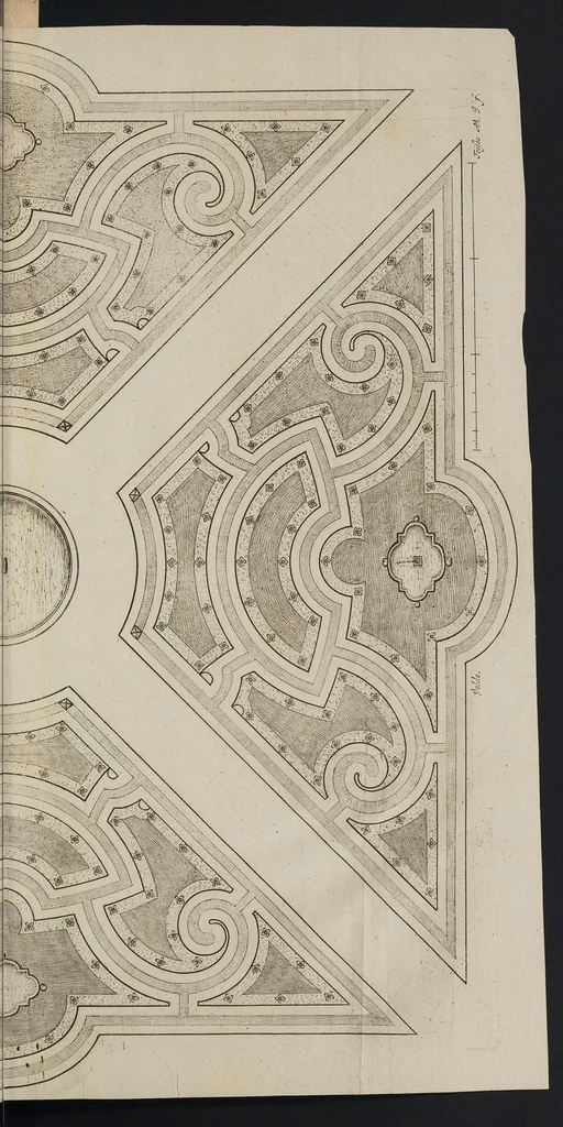 An illustration from Le jardin de plaisir : contenant plusieurs desseins de jardinage tant parterres en broderie, compartiments de gazon, que bosquets & autres : avec vn abbregé de l'agriculture, touchant ce qui peut estre le plus vtile & necessaire a la construction & accompagnement dudict jardin de plaisir : composé & divisé en onze chapitres, 1651, leaf 114